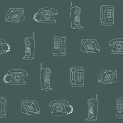 Outline Collection of Phone Vector Seamless Pattern illustration Design