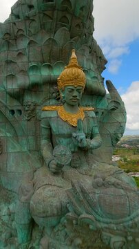 Cinematic FPV shot of Garuda Wisnu Kencana Statue in Bali, Indonesia