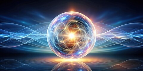 Obraz premium Mesmerizing energy sphere floating in the air with spiraling streams of light, energy, sphere, orb, suspended