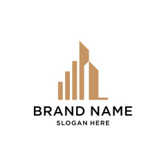 Golden Real estate building and financial logo design inspiration