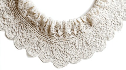 Fototapeta premium Close-up of delicate white crocheted lace trim