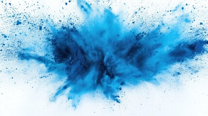 Obraz premium blue color powder explosion on white background.