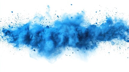 blue color powder explosion on white background.