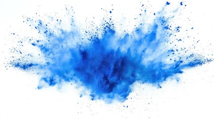 Obraz premium blue color powder explosion on white background.