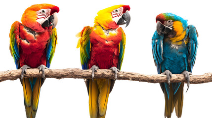 blue and yellow macaw on plain background, PNG file