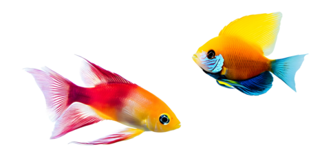 goldfish in aquarium on plain background, PNG file