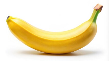 Fresh ripe yellow banana on white background with copy space, banana, fruit, healthy, tropical, organic, snack