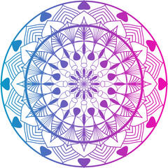 Mandala Line Illustration, colorful mandala design, gradient mandala