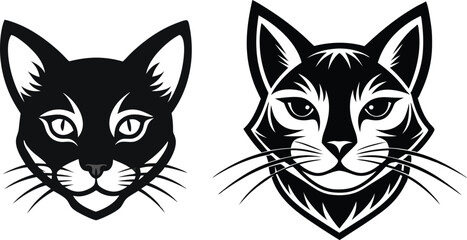 Obraz premium cat head silhouette vector illustration 