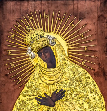 Black Madonna, St. Mary's Church, Gdansk, Poland. Abstract copy original Black Madonna in Jasna Gora. Icon is important Polish symbol.