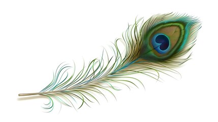 Peacock feather on a white background. Vector Illustration