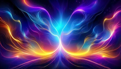  Neon Waves Background with Vibrant Colors and Dynamic Flow