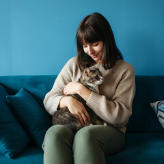 Obraz premium Girl with A Cat