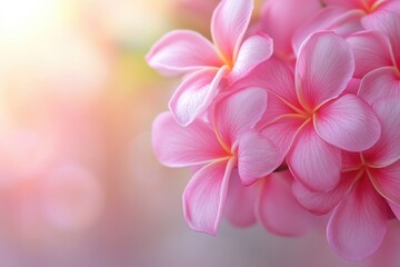 Fototapeta premium Soft focus macro shot of pink Plumeria flowers.