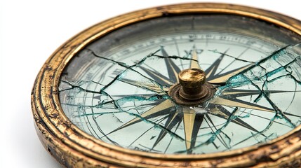 Obraz premium A Shattered Vintage Compass with a Gold Trim