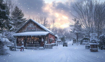 Early Winter Morning at the Chilly Steel Ski Shop: Gearing Up for the Slopes