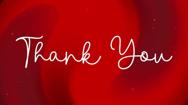 Red Thank You in cursive font on red background with delicate red dots. Great for Thank You cards and notes.