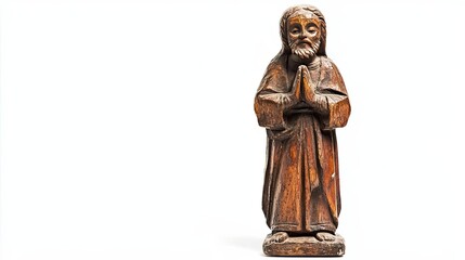 Wooden Statue of a Man Praying with Hands Clasped