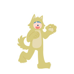 ハロウィンの仮装[狼男]をする男の子のフラットなイラスト
