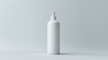 White bottle with a pump head for body wash mock up cosmetic product display podium background