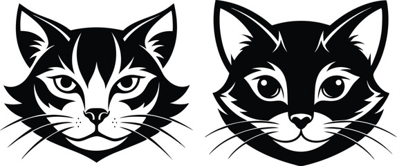 Obraz premium cat head silhouette vector illustration 