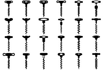 A set of black corkscrew silhouettes