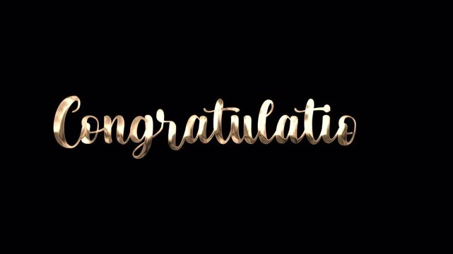 Congratulations text handwriting animation style on a transparent background. Suitable for celebrations, events and your other projects.	