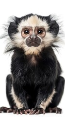 White-headed Marmoset in front of white background 