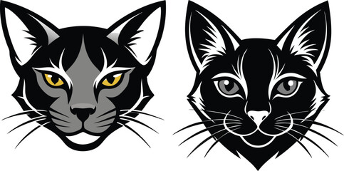 Obraz premium cat head silhouette vector illustration 