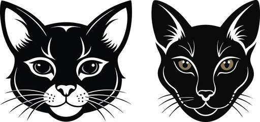 Obraz premium cat head silhouette vector illustration 
