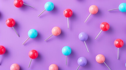 Lots colorful pin isolated on purple and pink background