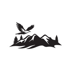 Mountain and eagle Logo Design Template Inspiration, Vector Illustration	