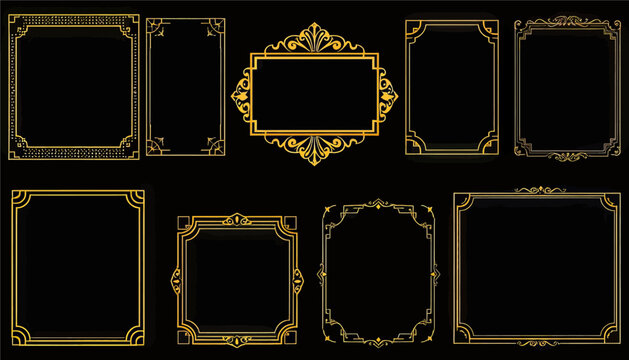 Gold-trimmed vintage-style blank cards with ornate borders, set of 6