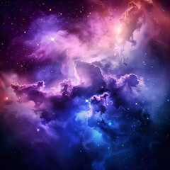 Fototapeta premium Beautiful space sky with nebula and glittering