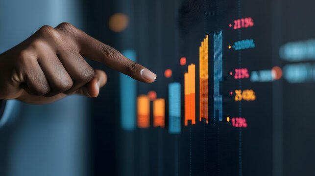 Analyzing Key Data Trends: A Close-Up View of Graphical Insights and Business Progression. Business Analysis Concept