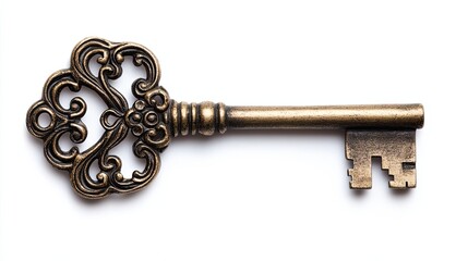 Ornate Brass Key with Intricate Design