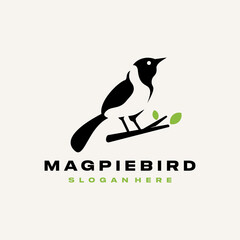 Magpie bird logo vector icon illustration