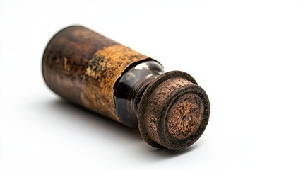 An Old Glass Bottle with a Wooden Top