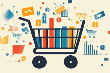 vector art depicting the Consumer Price Index, consumer spending , consumer behavior , groceries , consumer goods