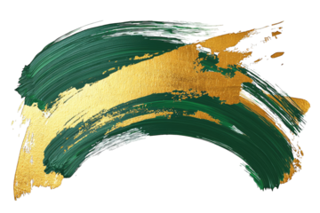 A vibrant green brush stroke accented with gold, perfect for artistic backgrounds or creative projects.