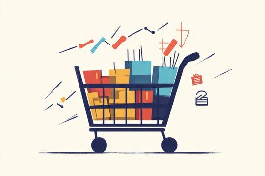 vector art depicting the Consumer Price Index, consumer spending , consumer behavior , groceries , consumer goods