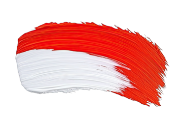 A vibrant stroke of red and white paint representing Indonesia's national flag, symbolizing unity and patriotism.