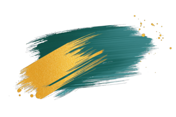 Dynamic paint stroke in teal and gold, perfect for creative backgrounds and artistic projects, adding a modern touch to designs.