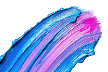 Vibrant blue and pink paint stroke showcasing a blend of colors, perfect for artistic backgrounds or creative projects.
