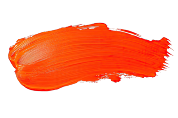 Vibrant orange paint stroke isolated on black background, perfect for creative projects and artistic designs.