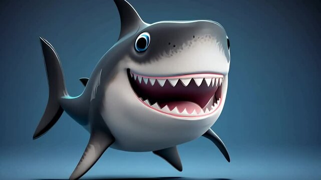Happy Animated Shark Character Generative AI