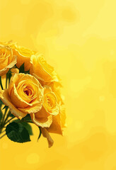 Yellow roses in a bouquet