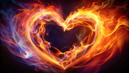 Fototapeta premium Abstract heart on fire with vibrant colors and dynamic movement