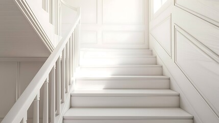 Fototapeta premium modern american design white wooden stairs