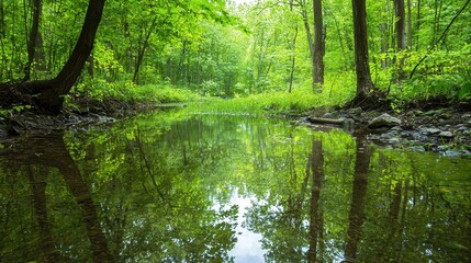 Tranquil Forest Stream Reflection